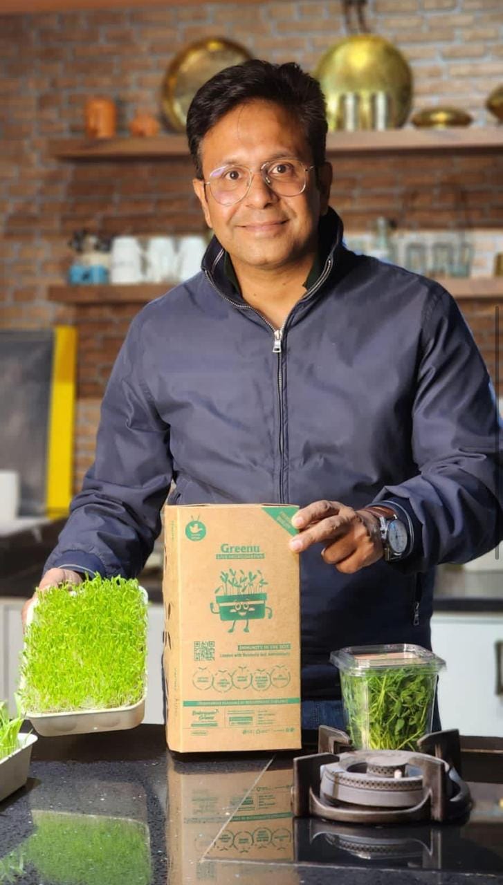 Mohit Nijhawan Founder of Greenu holding microgreens