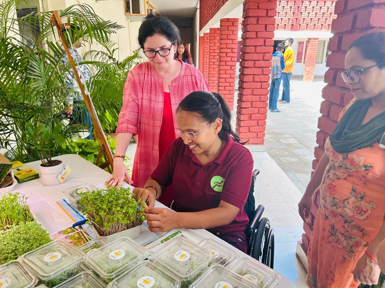 Hands-on microgreens workshop session with participants